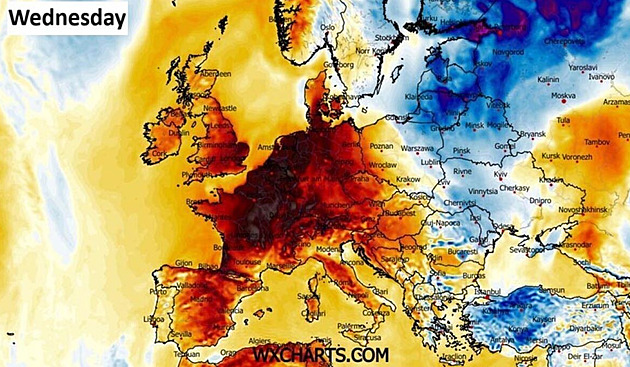 Co se to na nás žene? Mapa teplotních anomálií v předpovědi zahrnuje i Česko